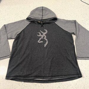 Browning Long Sleeved Heavyweight Hooded Raglan Shirt Mens LRG Deer Antler Logo
